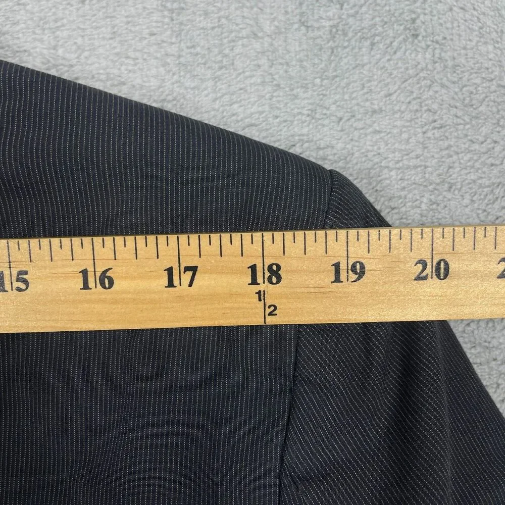 Banana Republic Blazer Jacket Mens 44R Black Pinstripe Business Single Breasted
